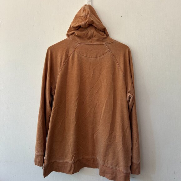 Any Body Pull Over Sweatshirt Womens Large Tan Hooded Pockets - Picture 6 of 6